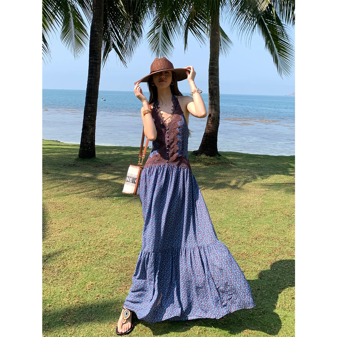 gakee【芭提雅日记】夏季法式复古碎花气质显瘦连衣裙L32511GK52