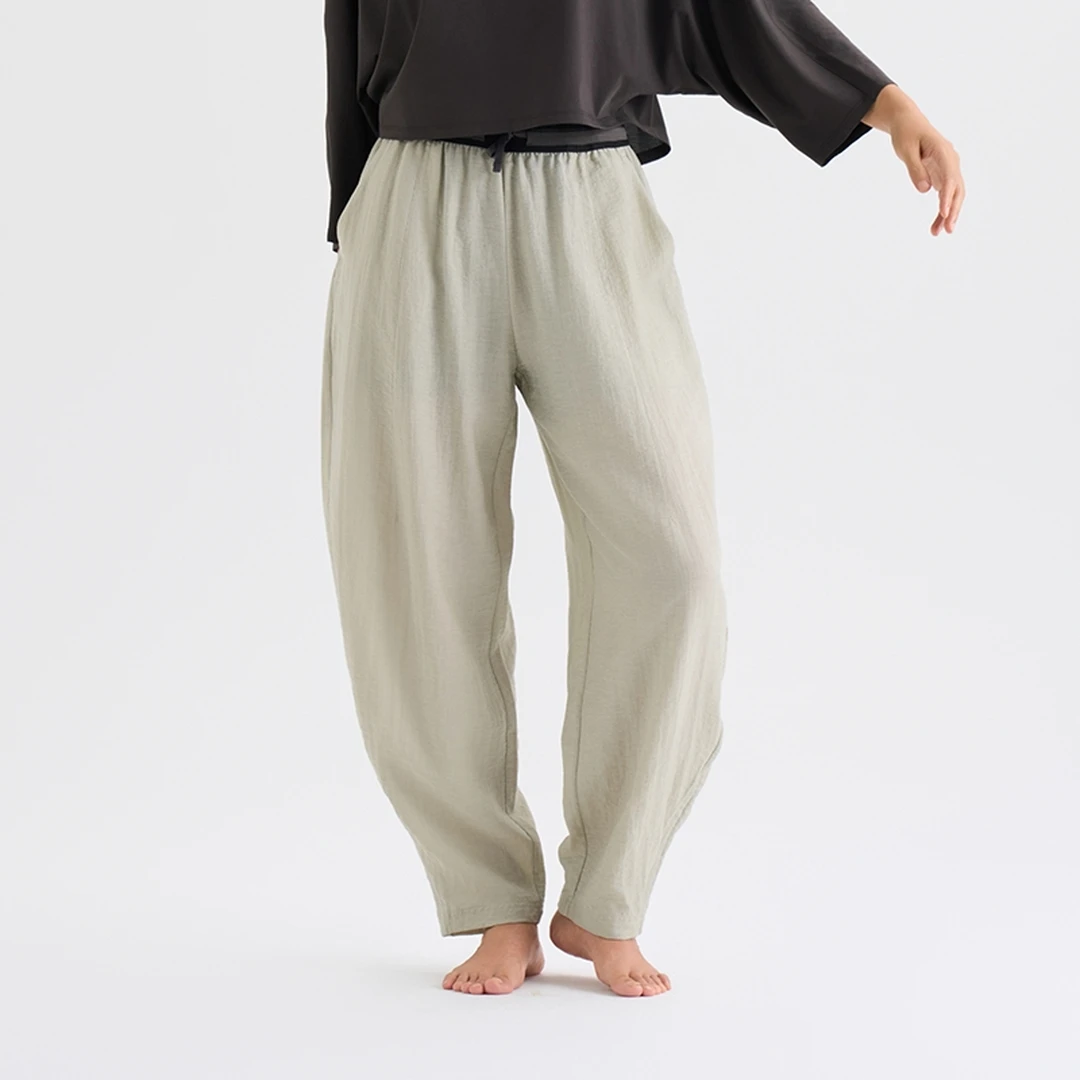 【行简行然】MonTendre秋季百搭休闲风瑜伽裤梭织麻感弯刀松锥裤