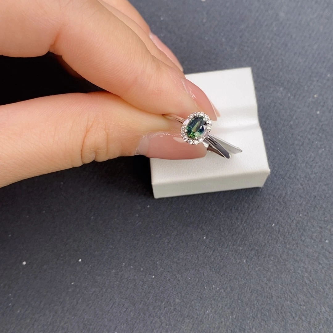 蓝宝石戒指银S925镶嵌