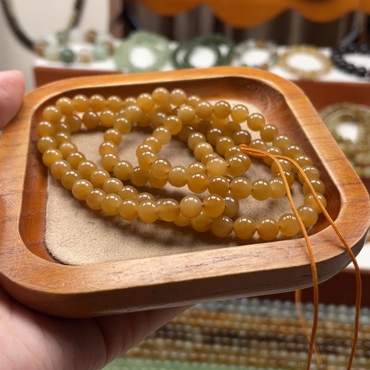 和田玉未镶嵌毛衣链珠串6mm