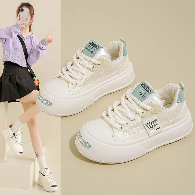 2025春季新款韩版透气小白鞋女学生厚底百搭休闲运动板鞋
