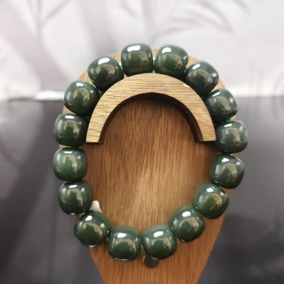 Q和田玉且末桶珠手串（卡14）0473