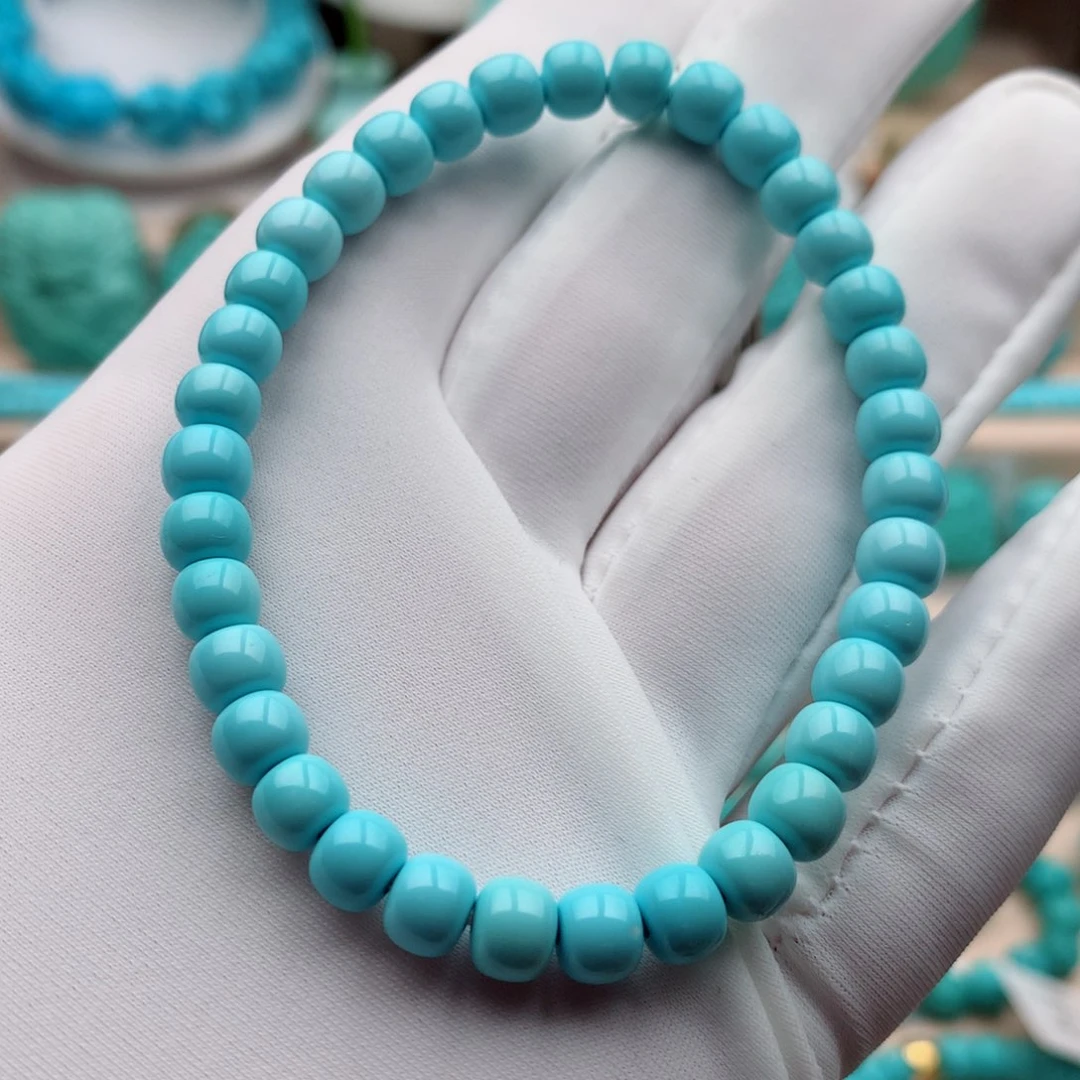 绿松石珠宝奇石未镶嵌6mm