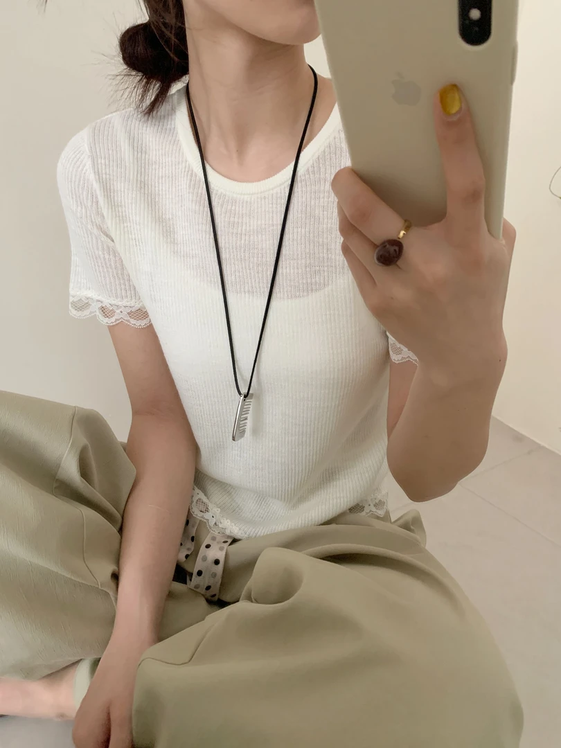 【潘潘.688820】2025年夏新款幻彩亚麻纯色短袖针织衫（25.4.28福利）