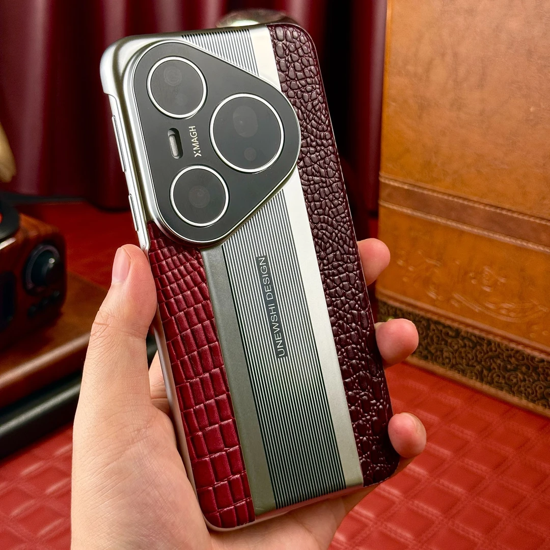 适用Pura80系列头层牛皮鳄鱼纹防摔超薄手机保护套防摔超薄质感