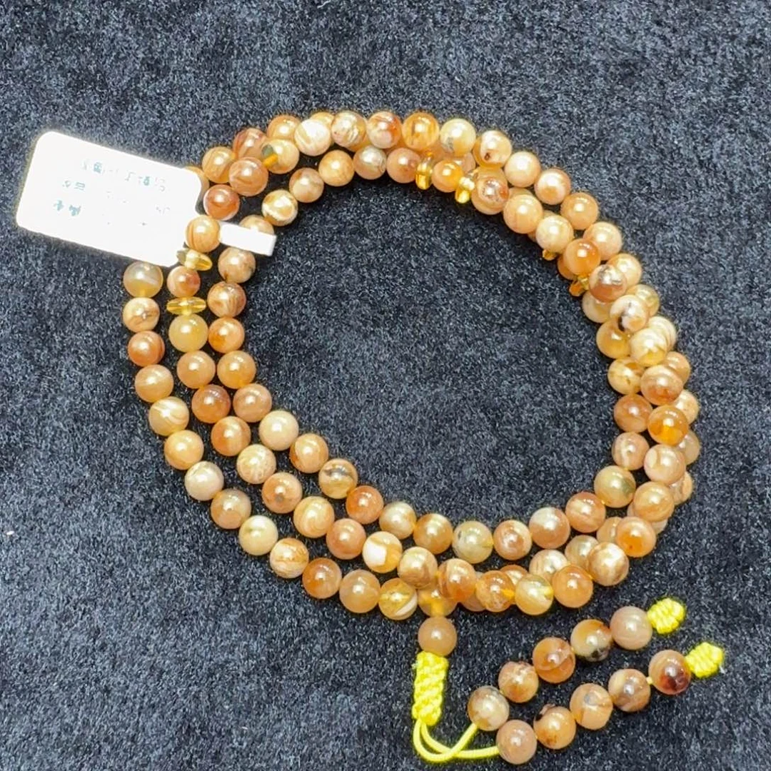 琥珀未镶嵌珠宝奇石5.6mm猪油白蜡108