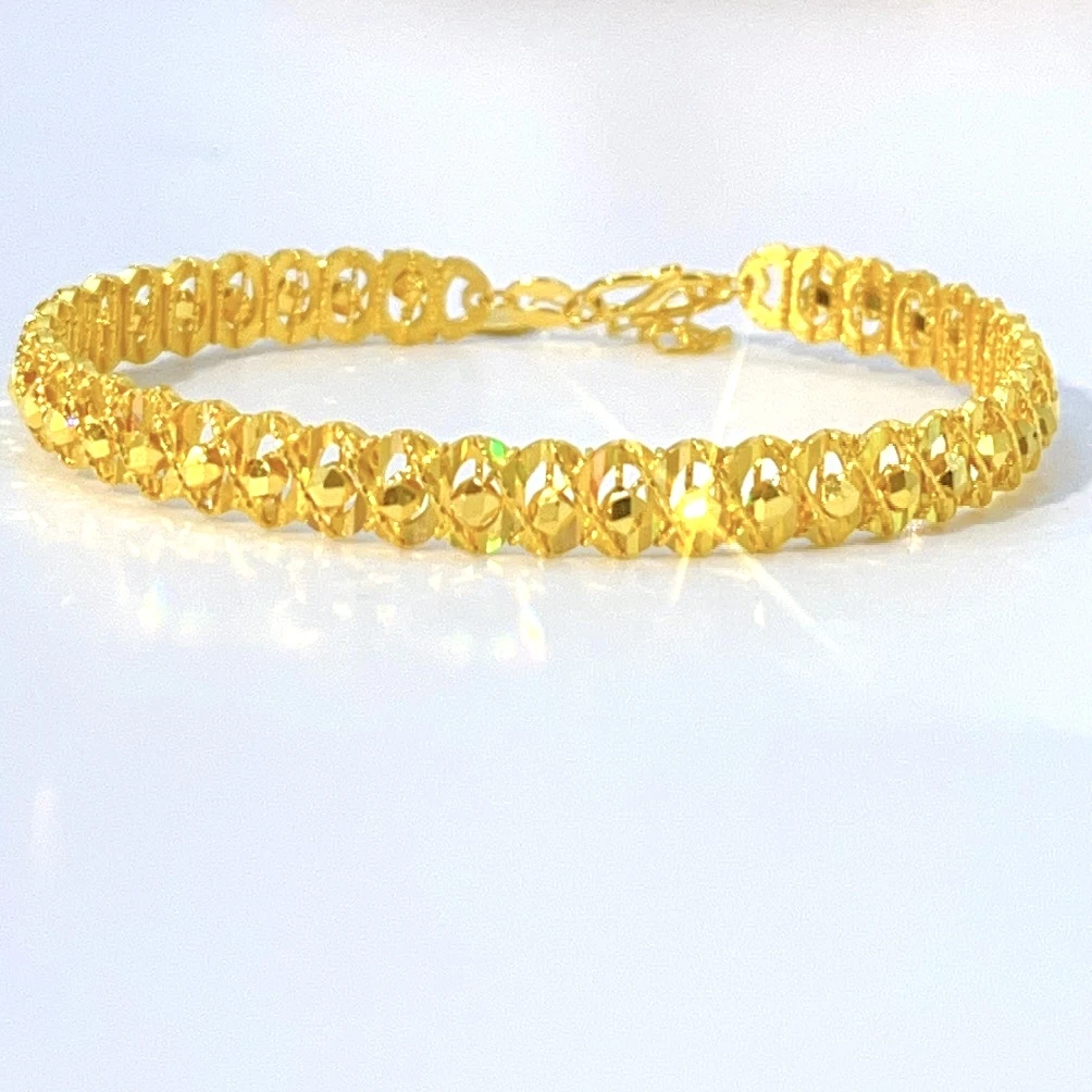 足金999炫彩蹦迪闪亮黄金手镯5G精工