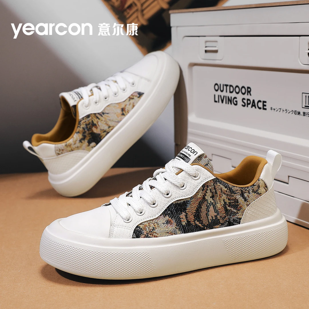 意尔康男鞋2025新款透气白鞋休闲鞋男款夏薄款潮流百搭软底板鞋男