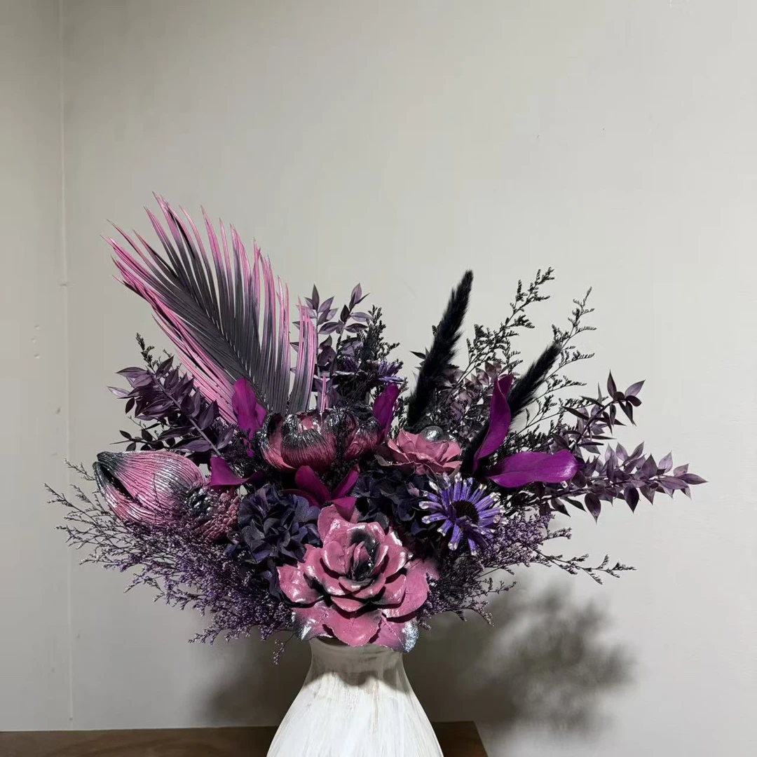【紫晶梦语】混搭高端家居干花永生花家居装饰摆件