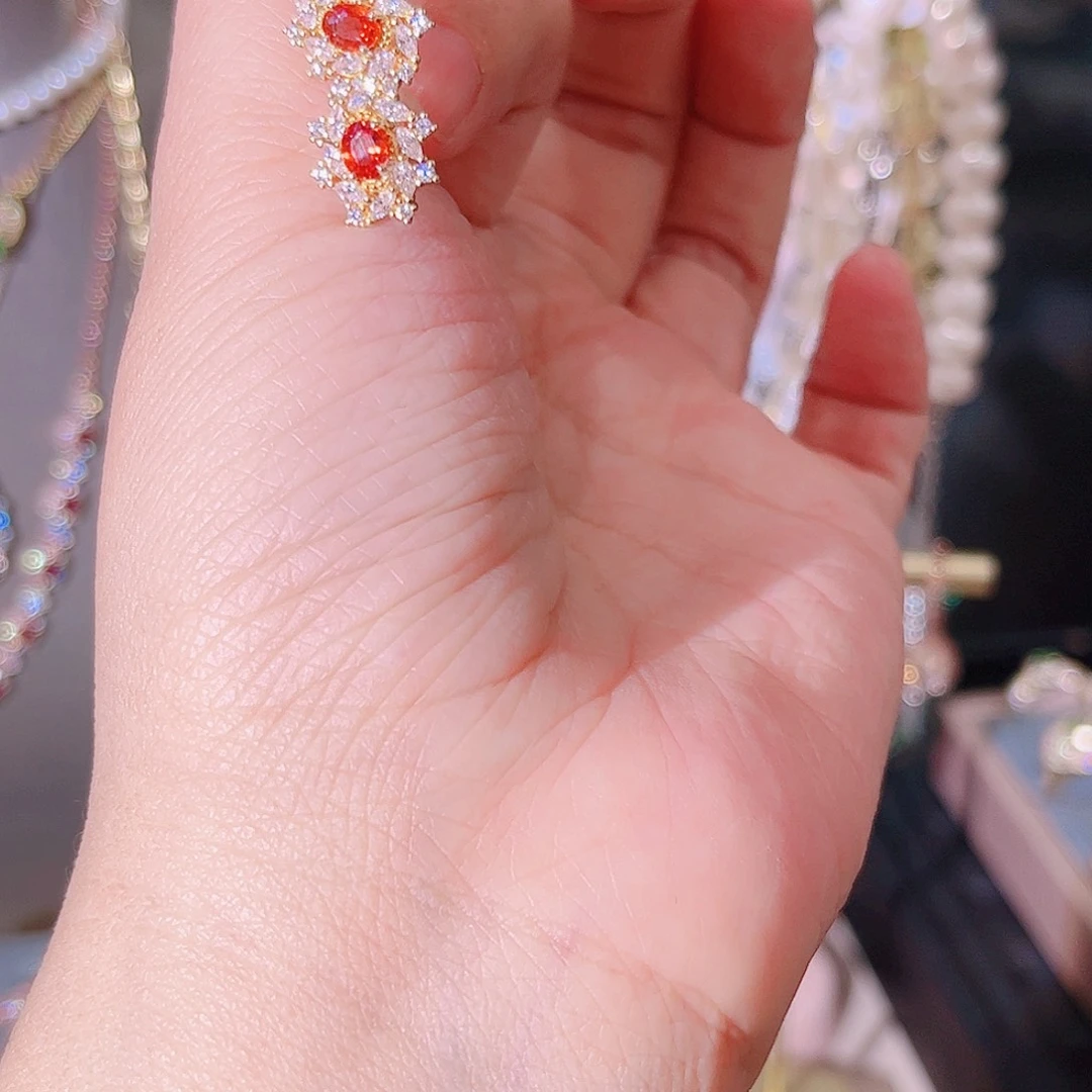 彩色蓝宝石耳饰银S925镶嵌