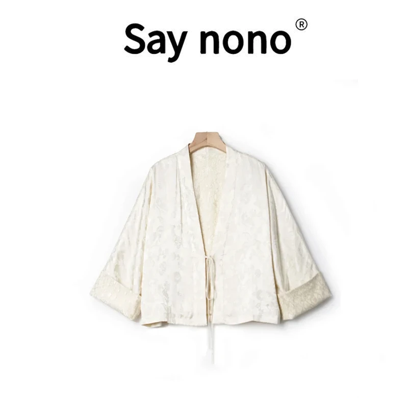 懒猫nonolSaynono中式两面穿上衣女提花蕾丝网纱外套WT227405