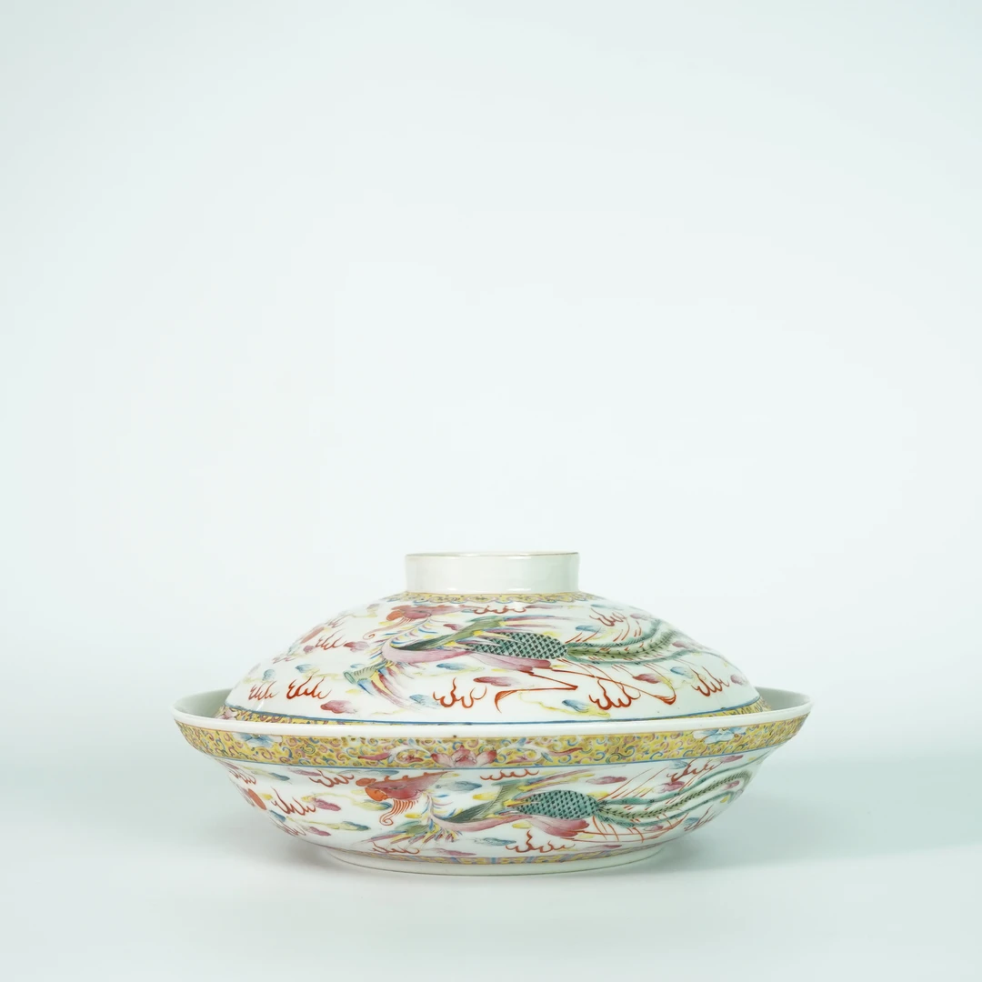 LABCSY251231064【十竹斋】晚清民国粉彩龙凤呈祥盖锅