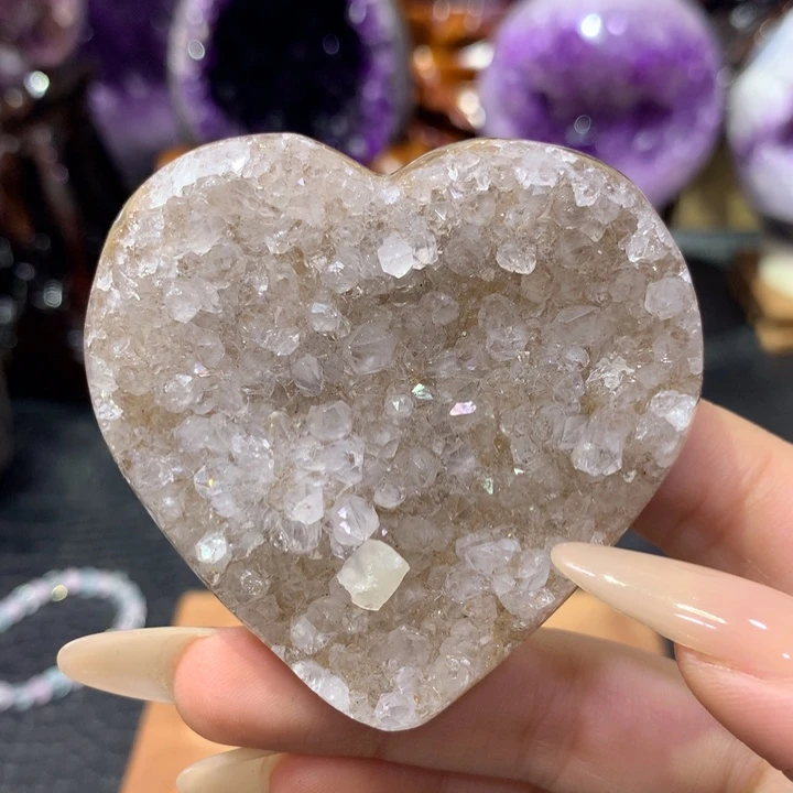 珠宝半成品未镶嵌紫晶爱心带方解