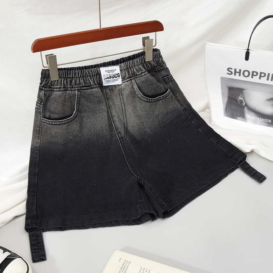 夏天薄款胖妹妹A字牛仔短裤百搭大码女装高腰阔腿裤外穿显瘦女裤