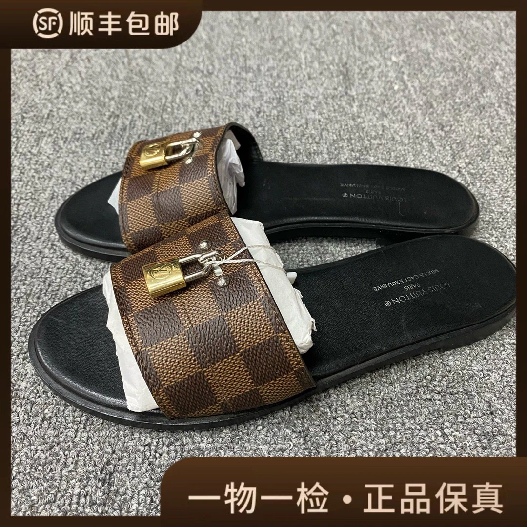 95新 LouisVuitton/路易威登 98新/36码/棋盘格锁扣拖鞋/BF01628