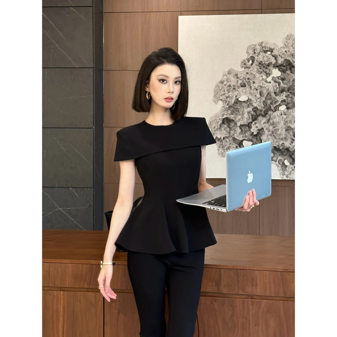 【夏款一件不留】原创设计款时尚气质修身显瘦短袖高级感上衣45201