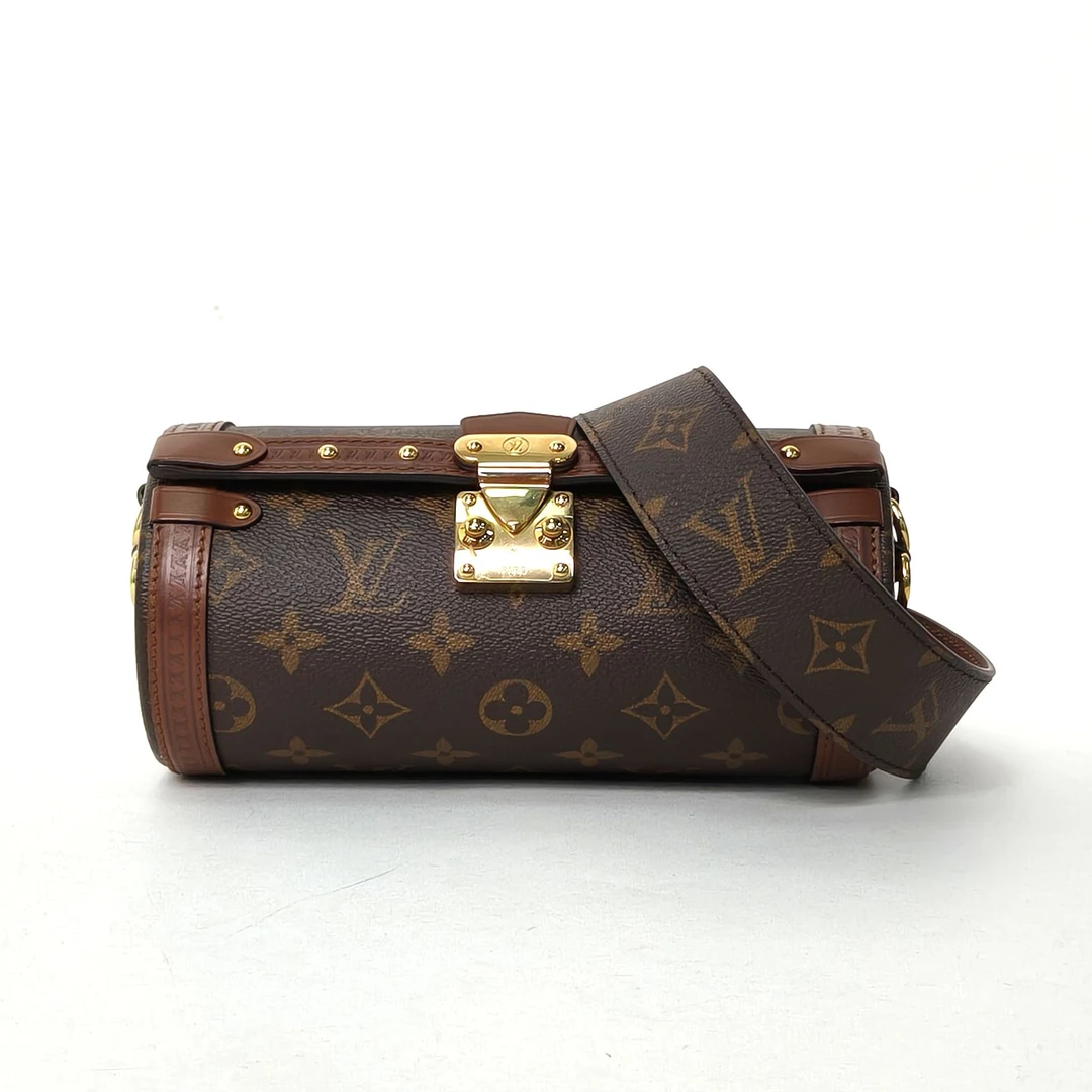 95新 LouisVuitton/路易威登 【黑黑】巴比龙 TRUNK 链条圆桶包