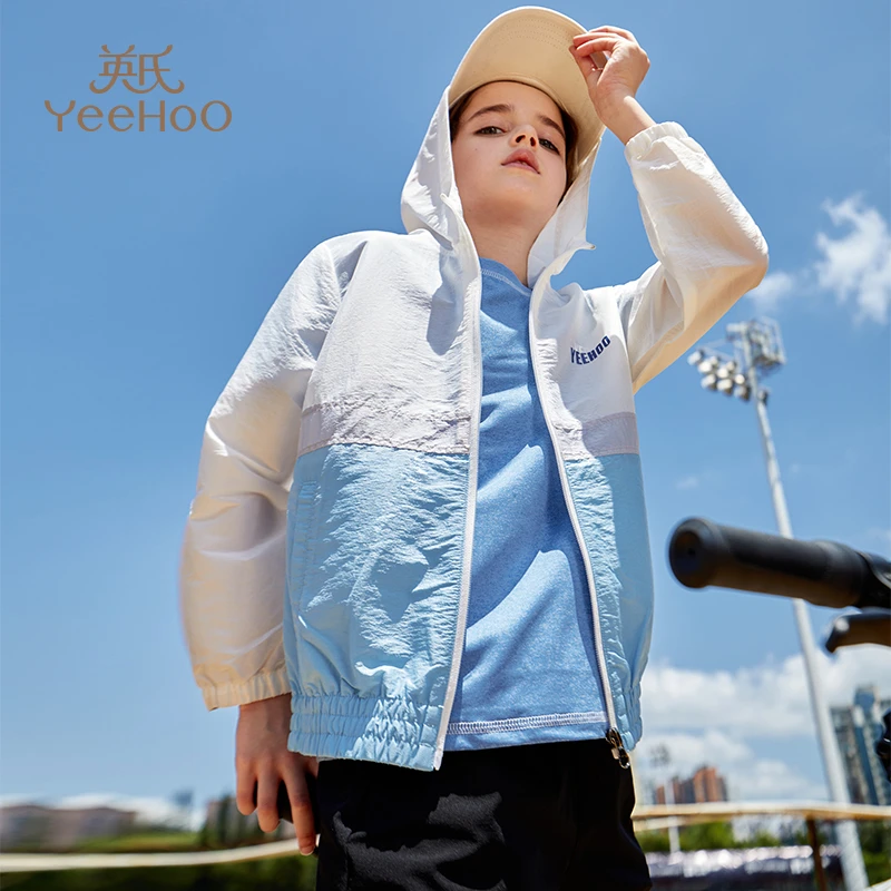 英氏【连帽防晒衣】男童防晒衣儿童连帽防紫外线外套儿童防晒外套