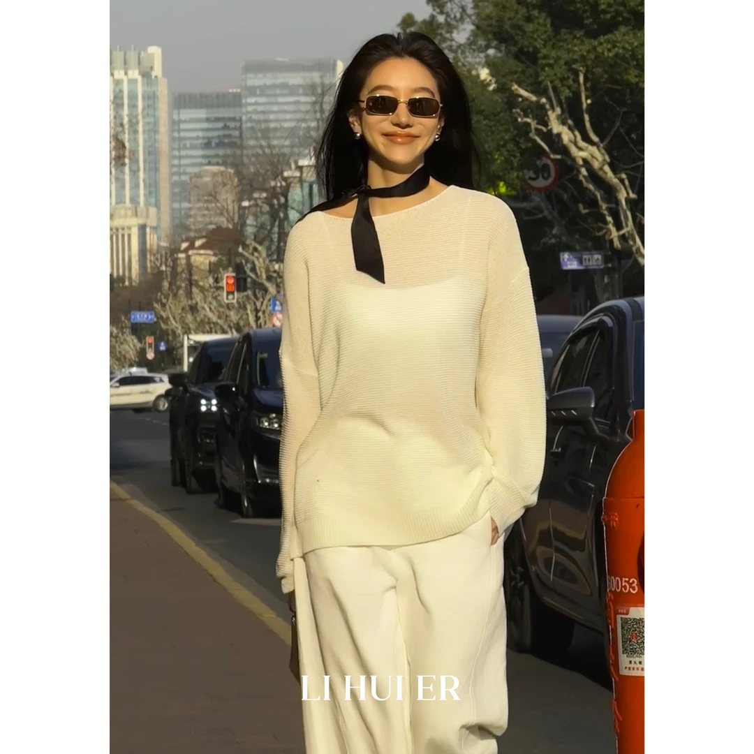 Li Hui Er李慧儿【镂空玫瑰】2025早春新款轻奢极简针织衫上衣50613