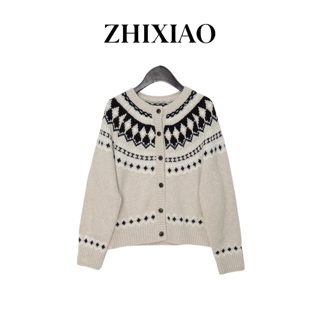 【ZHIXIAO】秋冬新款：提花针织毛衣开衫TR1123