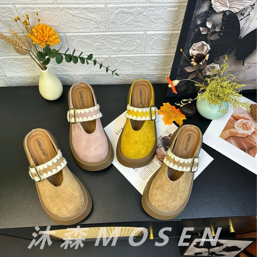 【沐森MOSEN】厚底增高勃肯包头半拖鞋女2025新款一脚蹬小个子凉拖