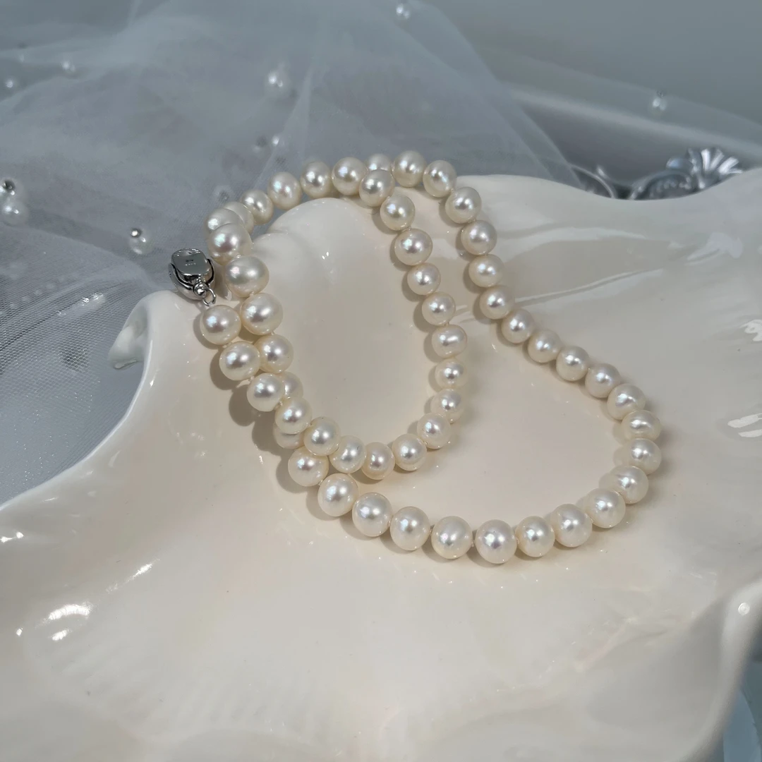 【母亲节专场】S925银淡水珍珠无核全珠链7-8mm左右