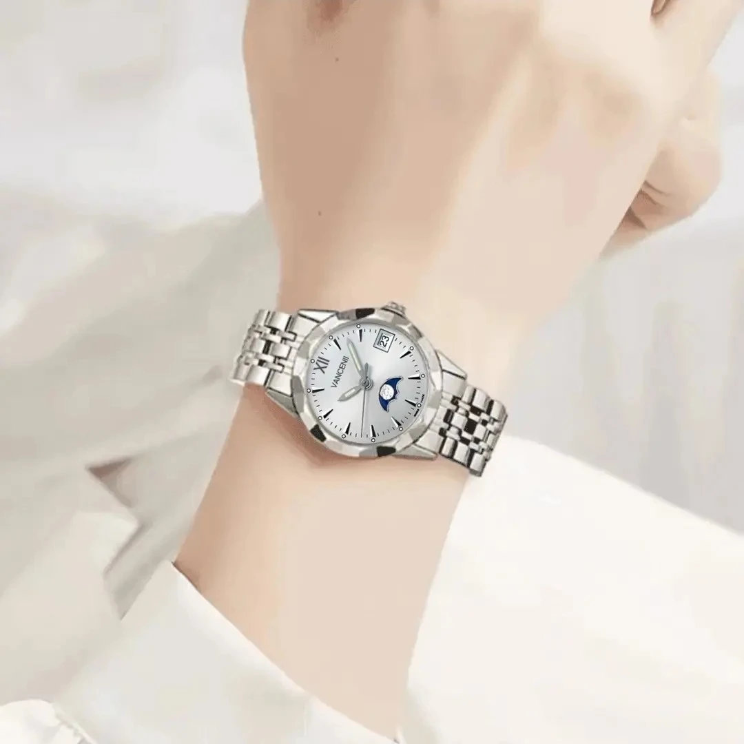 经典气质穿搭女士日历钢带腕表 58163