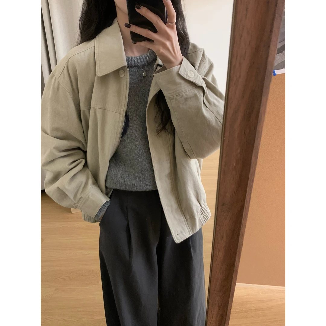 J-R2628#SELENE#韩系复古翻领休闲水洗牛仔外套（福利）