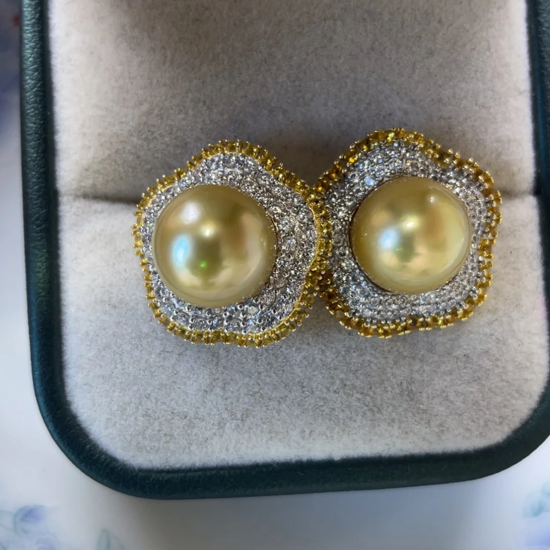 银S925镶嵌海水珍珠耳饰