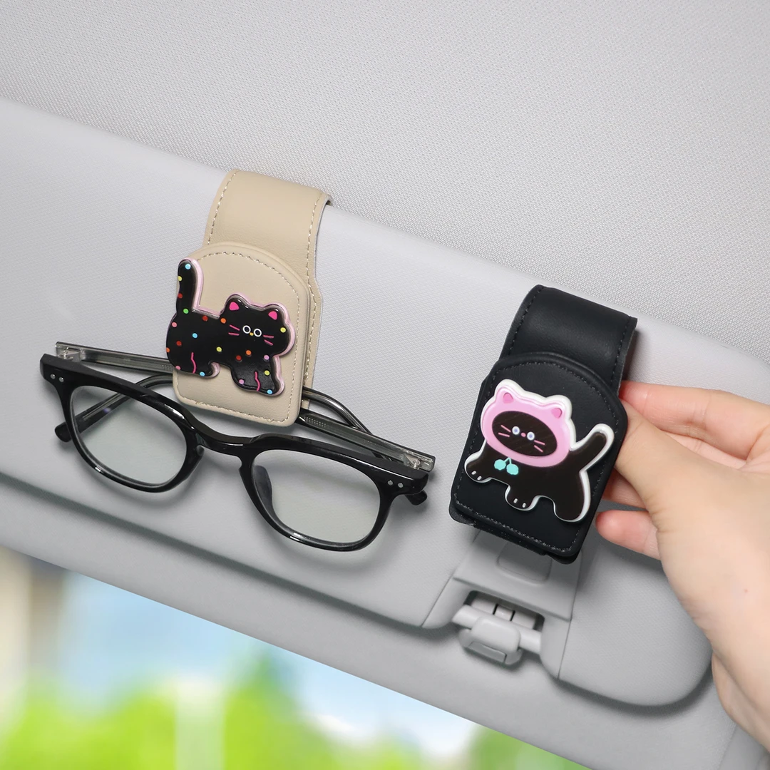 车载眼镜夹墨镜夹太阳镜收纳遮阳板磁吸女生可爱创意卡片票据夹子
