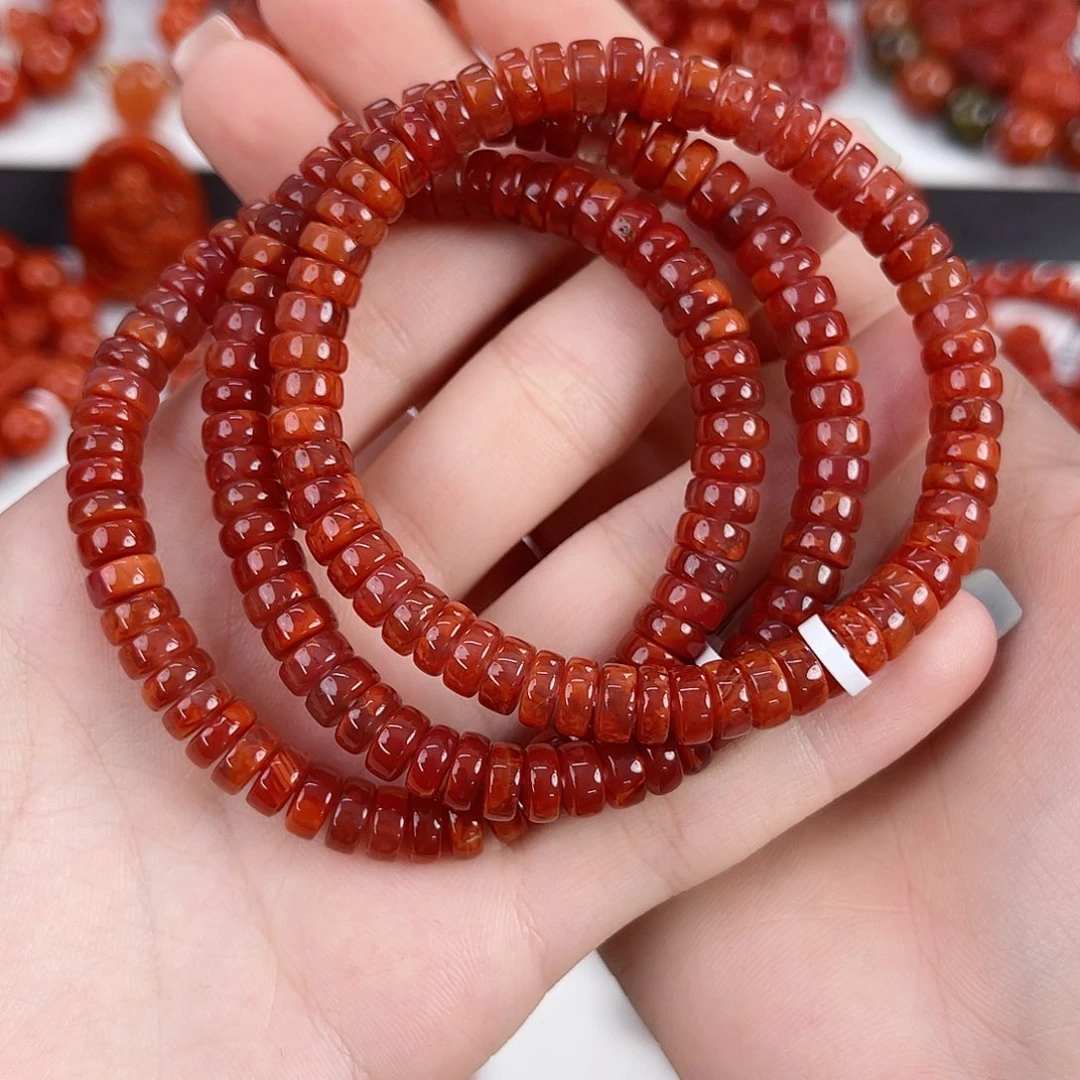 南红玛瑙未镶嵌瓦西精工片片7mm手串（多样性发其一）