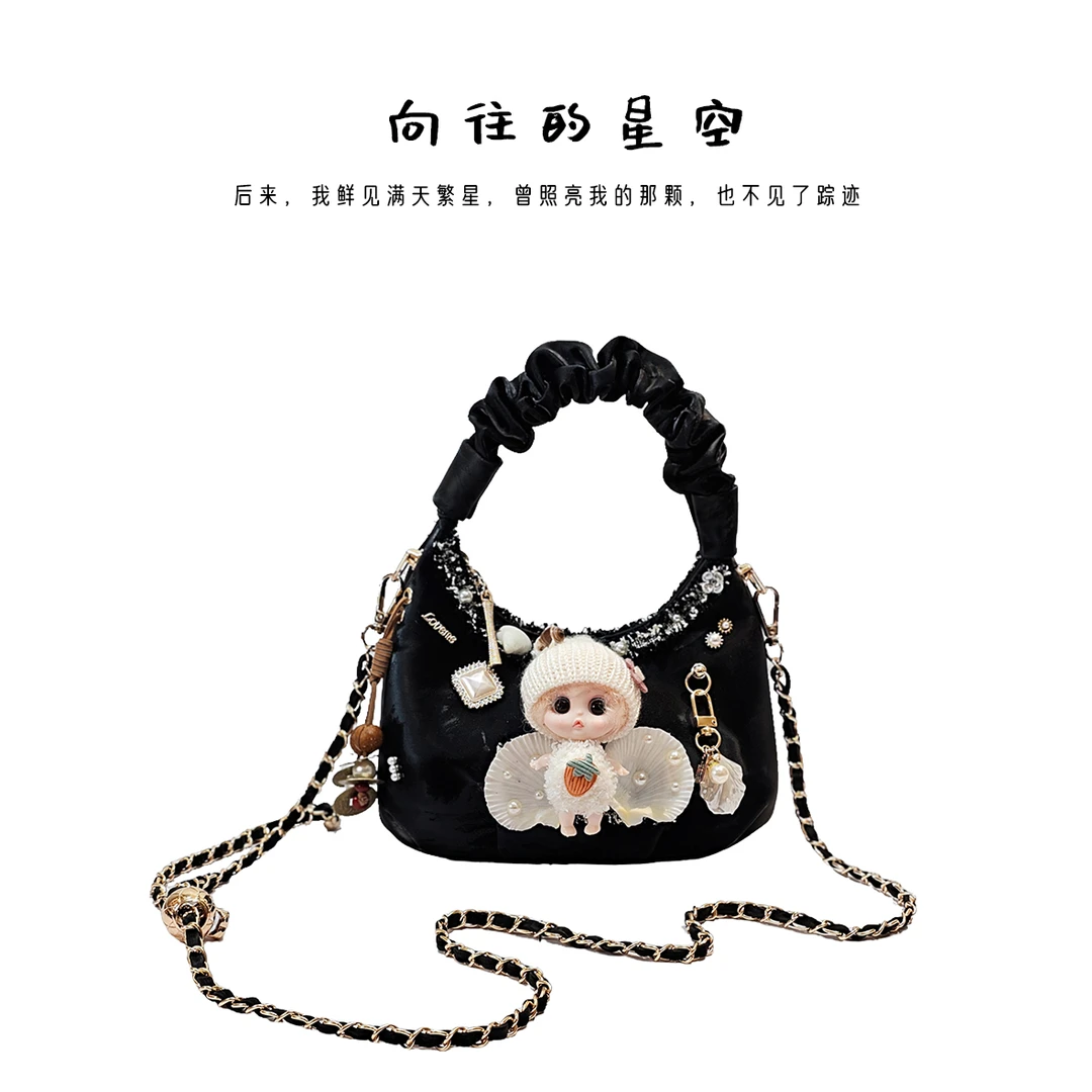 向往的星空 设计师原创手作 潮流时尚休闲黑色可爱百搭爆款斜挎包