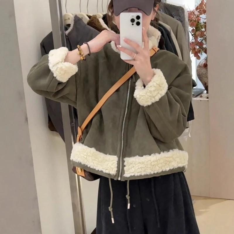 双面穿仿麂皮绒短外套女冬季皮毛一体加绒环保巨好看小个子皮草潮