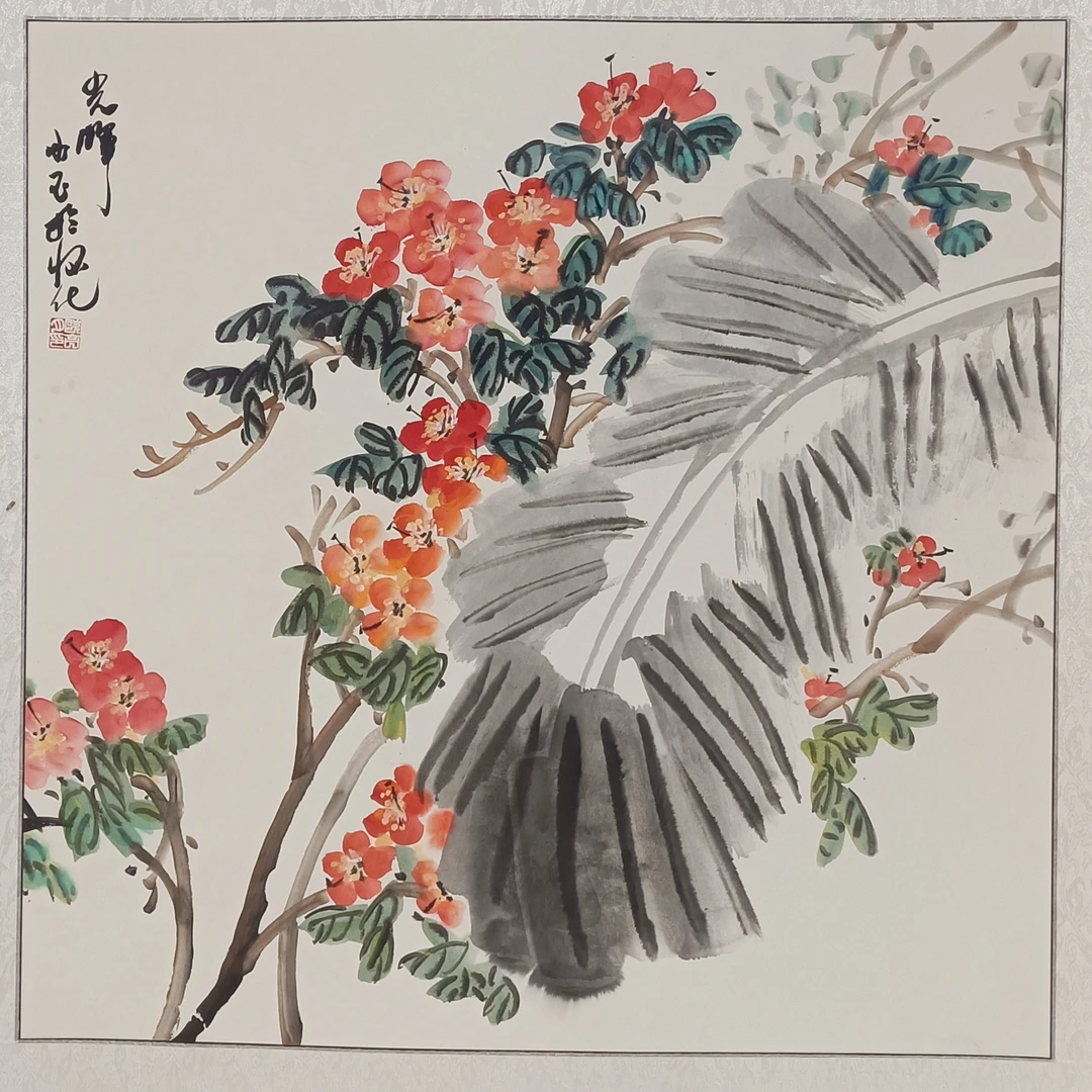 张大风艺术馆  欧亮月绘画作品立轴《光辉》L01，尺寸68X68cm