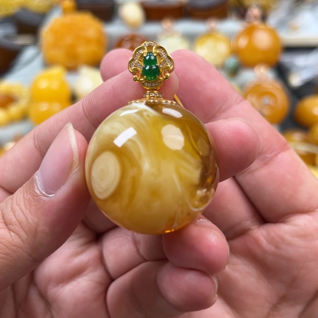 蜜蜡18K金镶嵌珠宝奇石