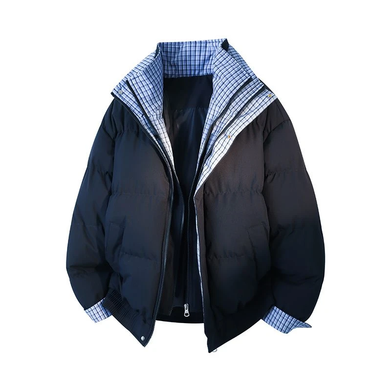 巴黎风男女同款假两件棉服冬季宽松潮牌工装保暖情侣棉衣冬装外套