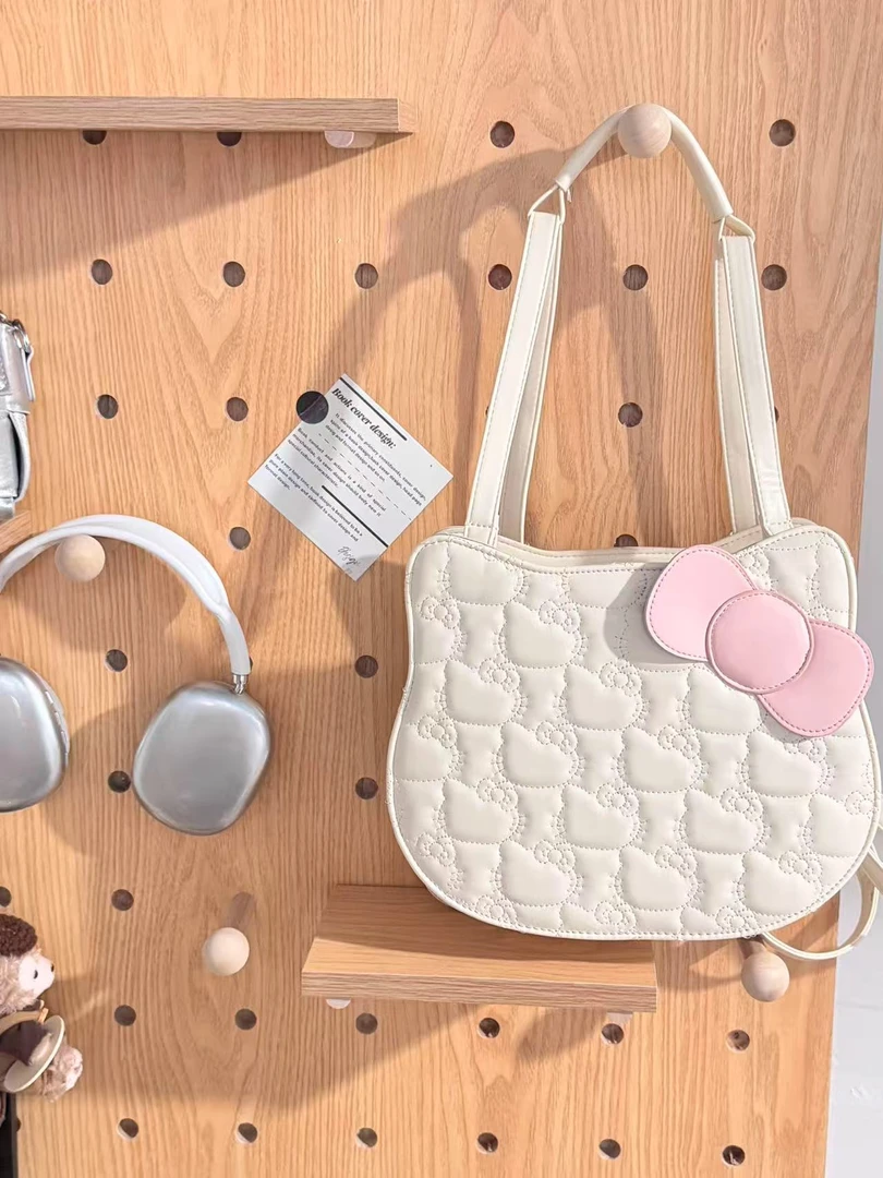 可爱KT压壳小双肩ins卡通小众洋气时尚百搭少女小包包韩版菱格包