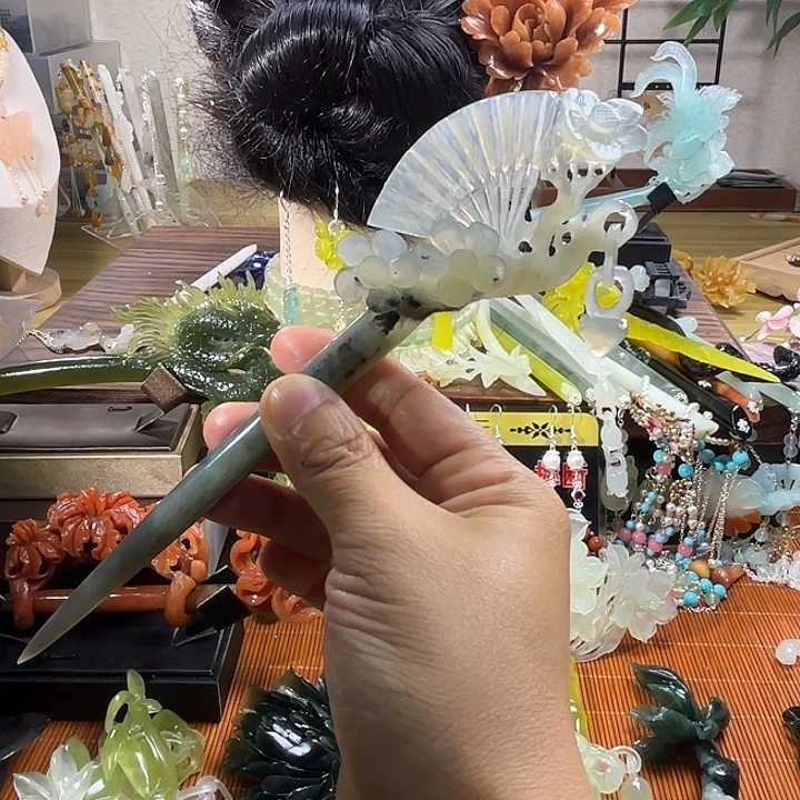 蛇纹石玉合金发饰