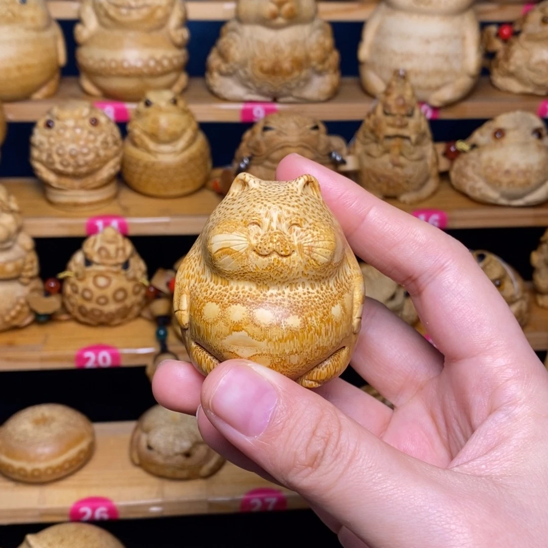 竹招财猫竹雕精工竹
