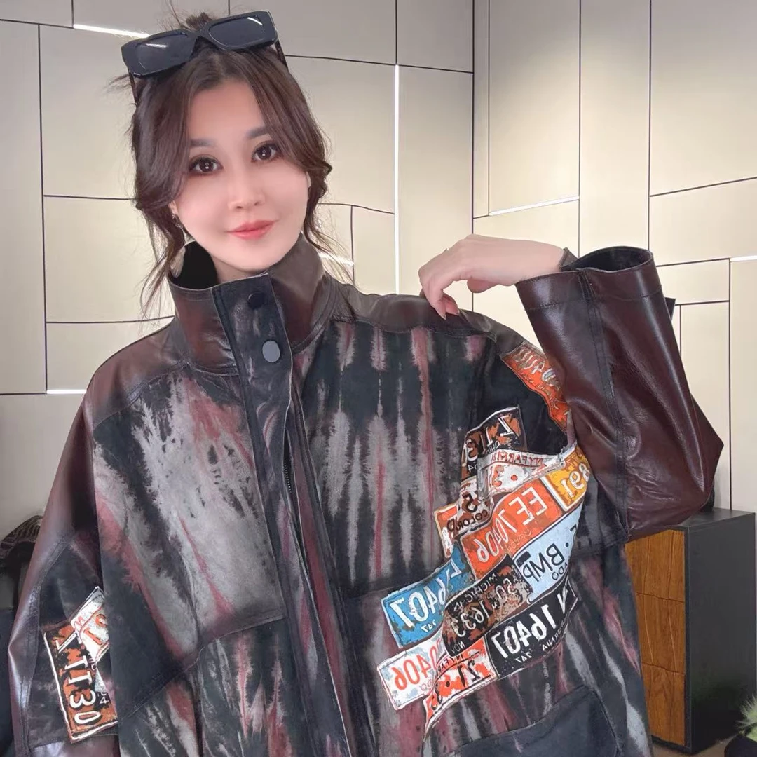 LL【女王优选】潮品时尚春秋秀款设计师海宁皮衣外套7111休闲
