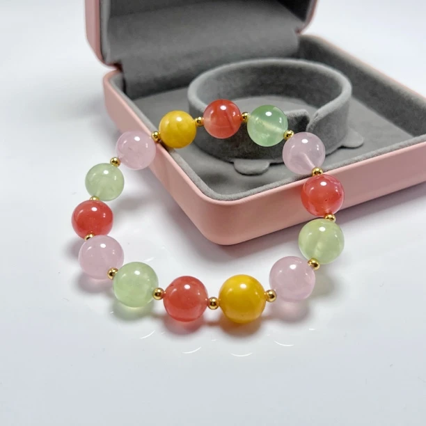 【蜜蜡＋粉水晶＋葡萄石＋盐源玛瑙】天然水晶设计款多宝 C480