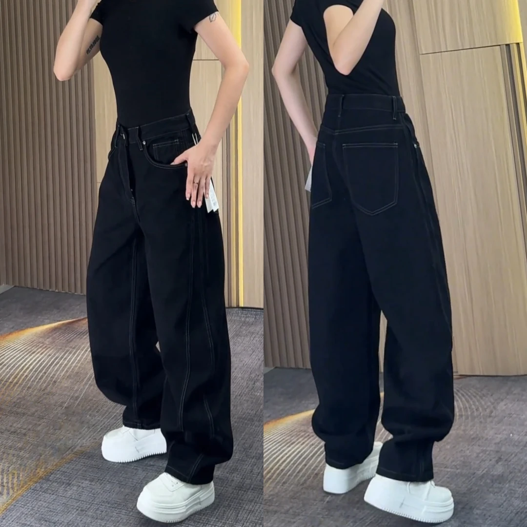 爆款时尚弯刀设计休闲牛仔裤宽松品质潮流简约百搭【可选加绒】长裤
