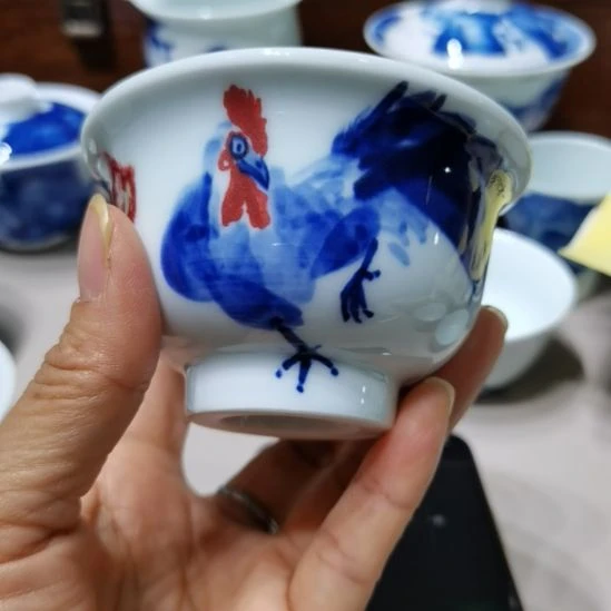 牛***生杯张学鸿老师青花釉里红