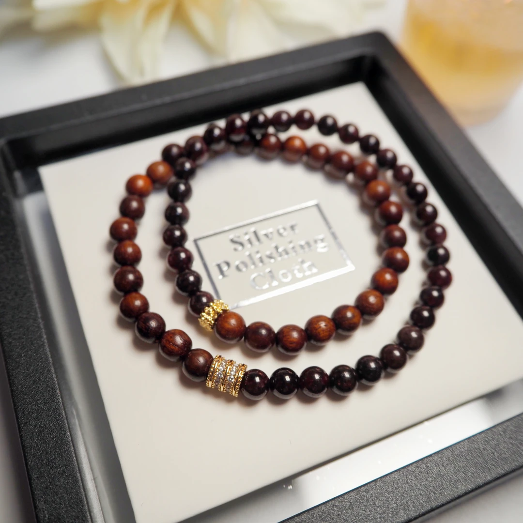 【祥止手作】原创手作血檀木石榴石水晶手串平稳情绪安抚疼痛