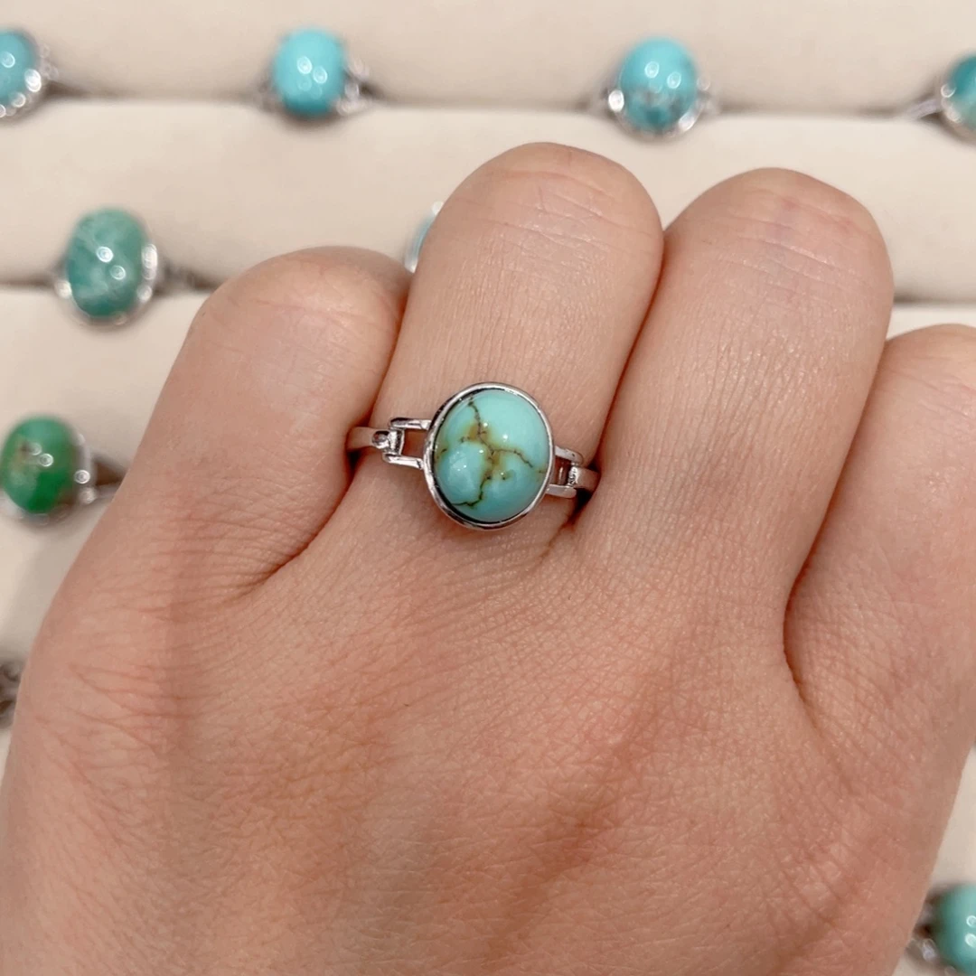 绿松石银S925镶嵌戒指