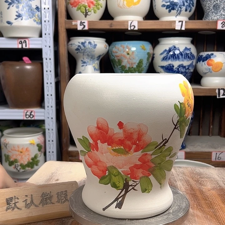 陶鱼尾牡丹陶瓷陶瓷