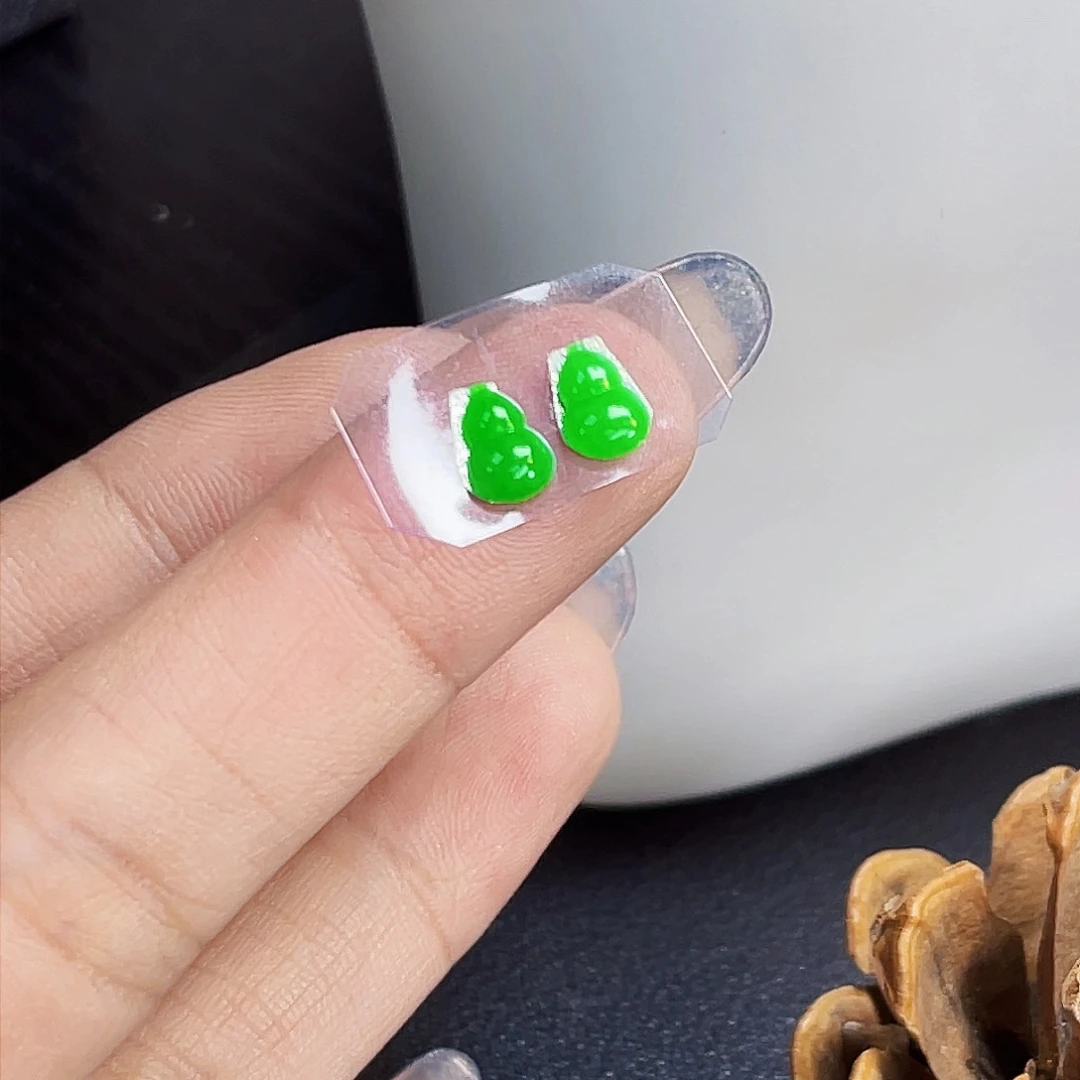 裸石翡翠JF0022满色黄阳绿葫芦一对
