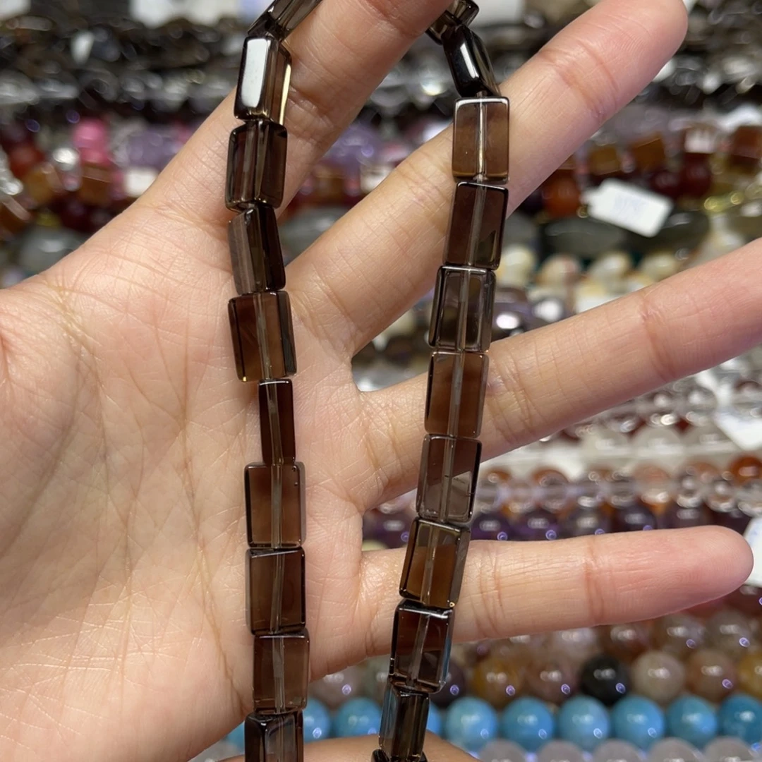 玛瑙/玉髓散珠天然茶晶卡8长条38厘米