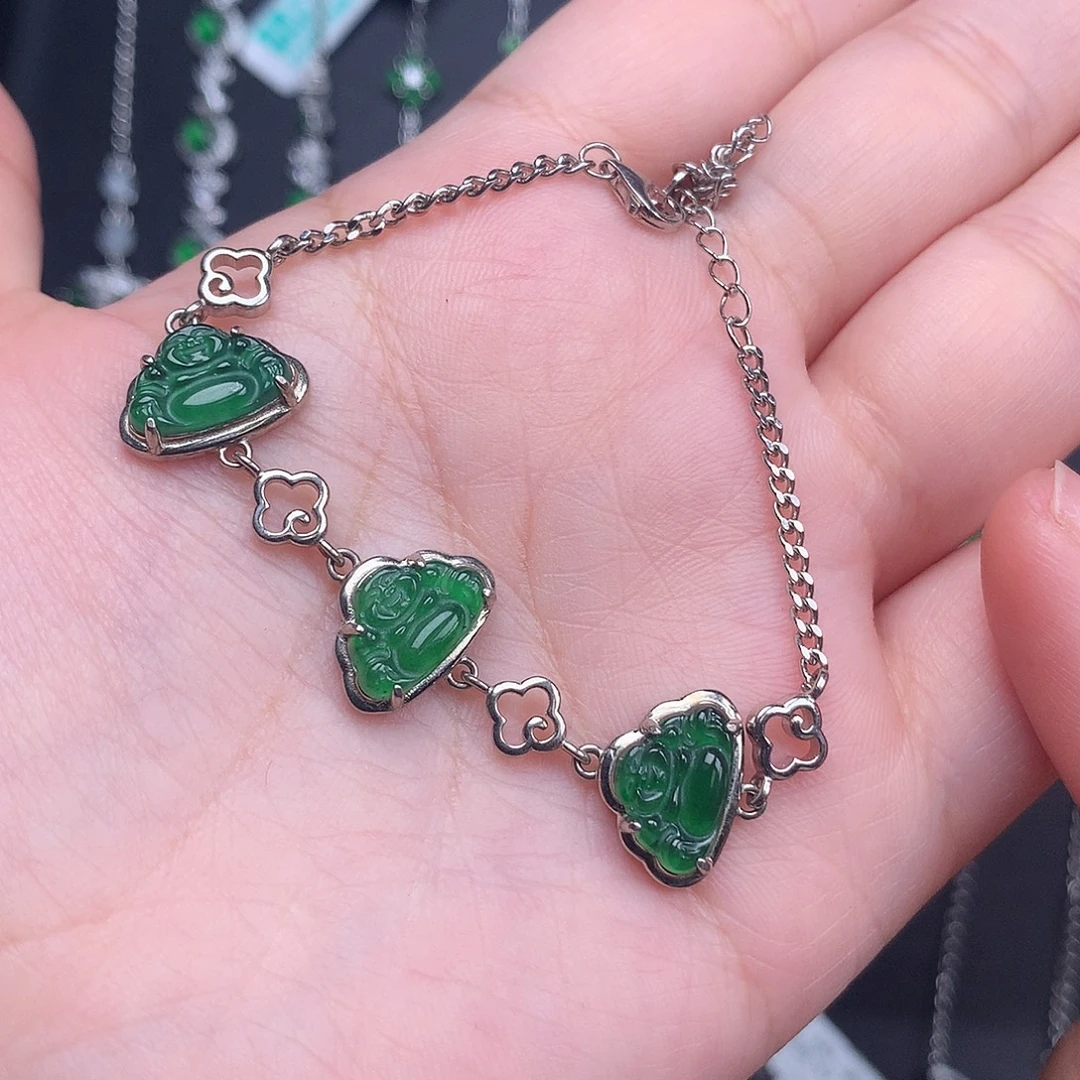 翡翠银S925镶嵌手链