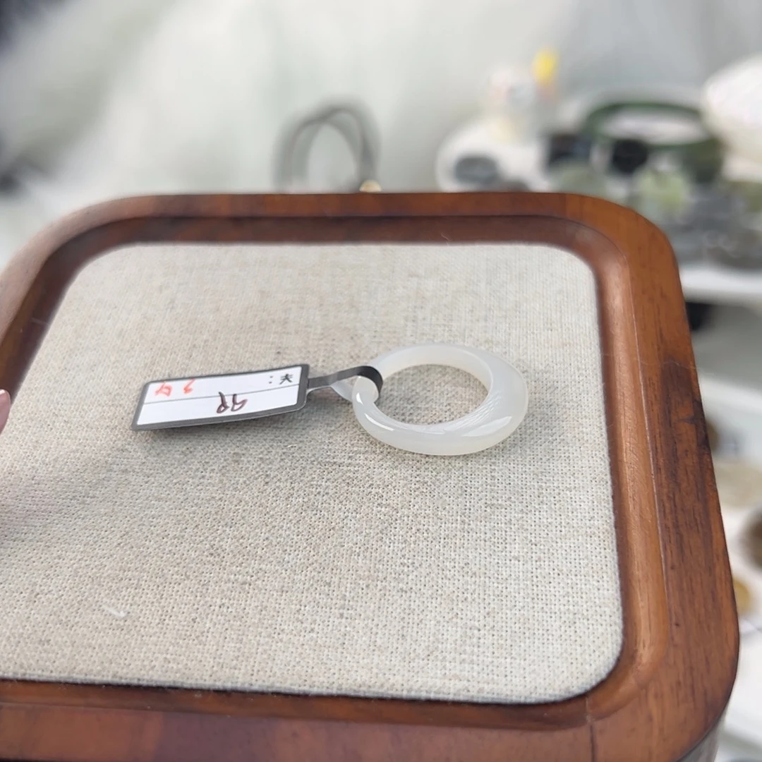 和田玉未镶嵌戒指N72冰白馒头直径16.5不退换